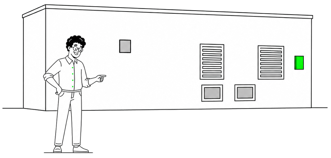 Installer sizing a containerised battery system